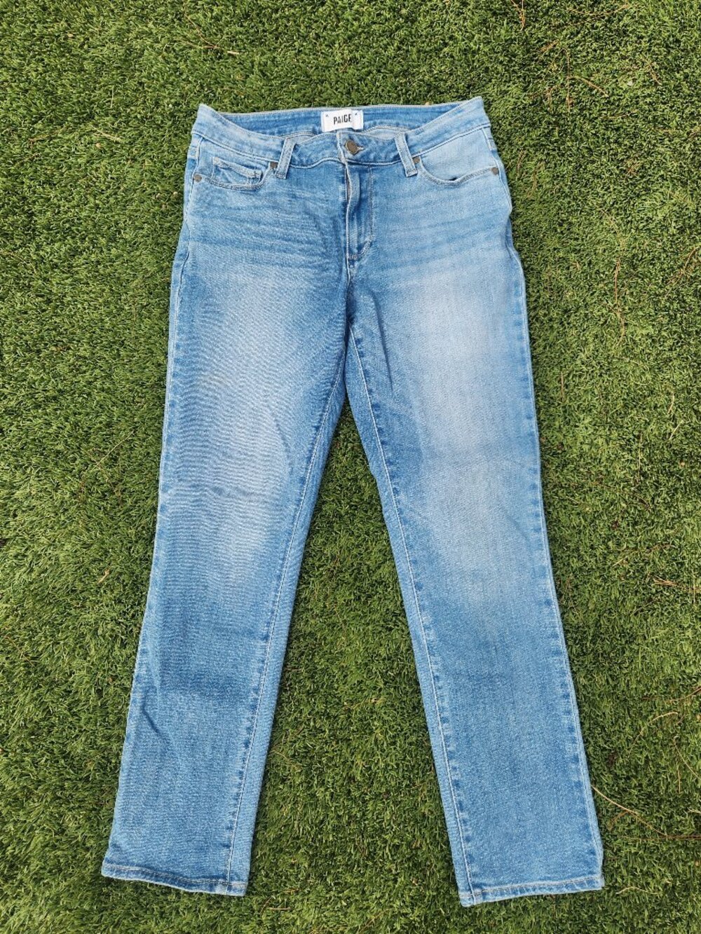 PAIGE Brigitte Light Wash Destructed Crop Jeans Size 27